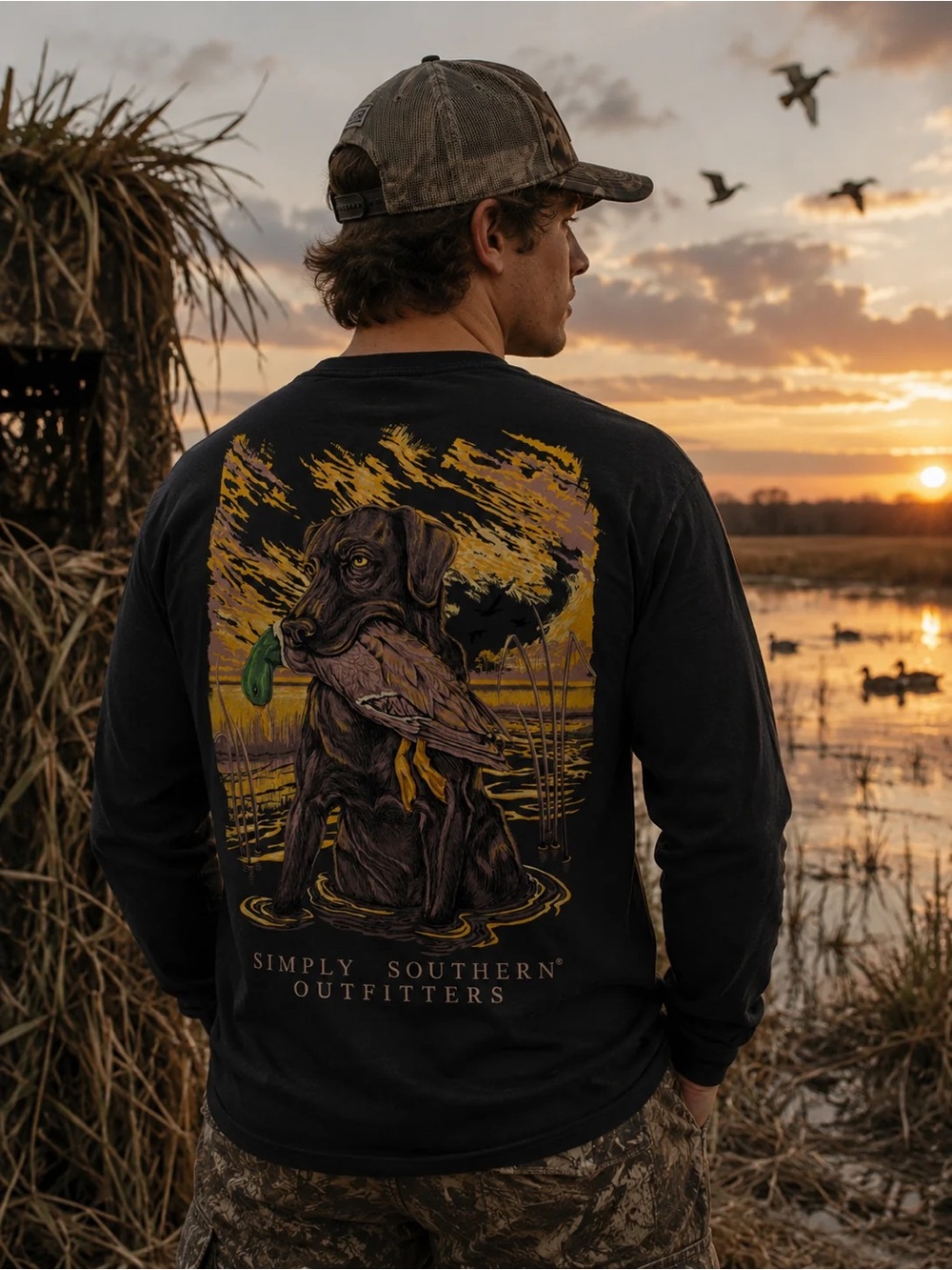 Men’s Simply Southern Swamp Dog Long Sleeve Tee Lab & Duck T-shirt XXL / 2X New